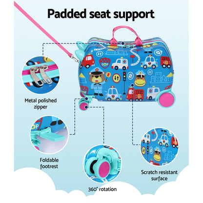 Wanderlite 17inches Kids Ride On Luggage Children Suitcase Trolley Travel Car