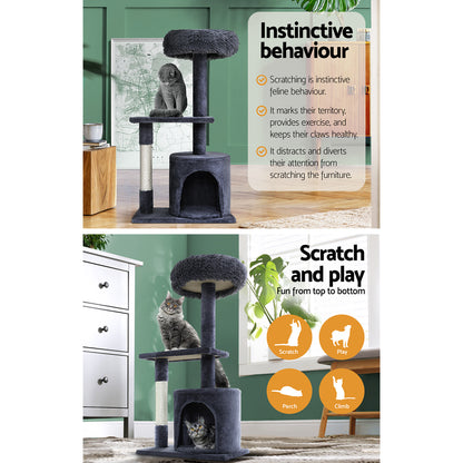 i.Pet 94cm Cat Tree Tower – Scratcher Post & Condo House in Grey